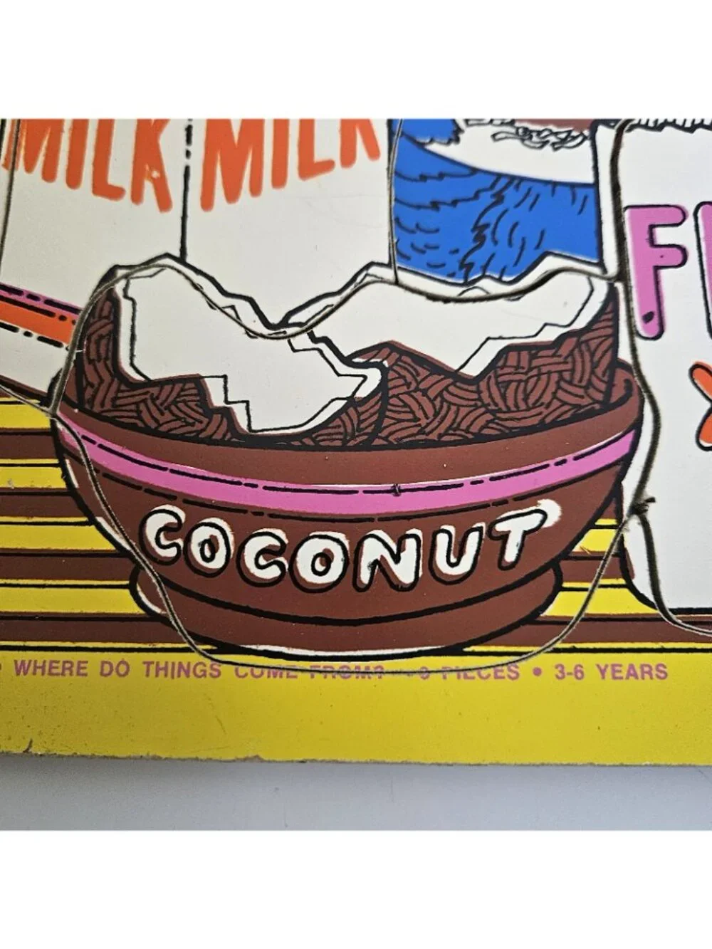 Vintage Sesame Street Cookie Monster Where Do Things Come From Wooden Puzzle
